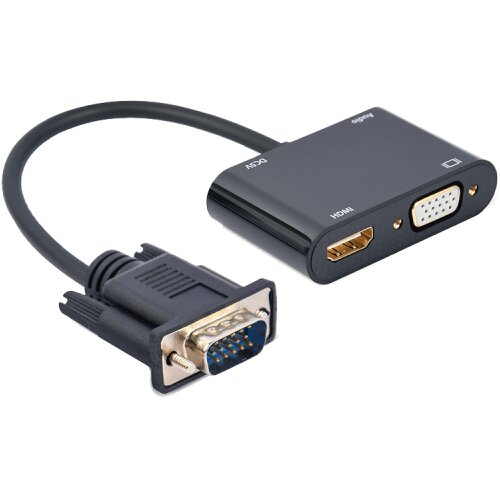 GEMBIRD EUROPE Video adapter VGA to HDMI + VGA adapter 0.15 m, black, GEMBIRD A-VGA-HDMI-02 Cijene