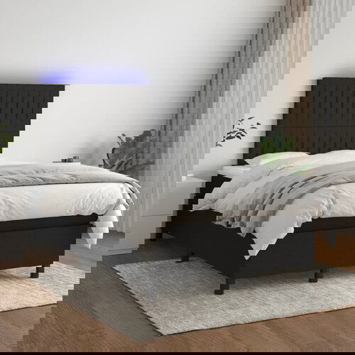  The Living Store Box spring postelja z vzmetnico LED črna 120x200 cm blago - Box Spring Postelja, (21441476) Cene