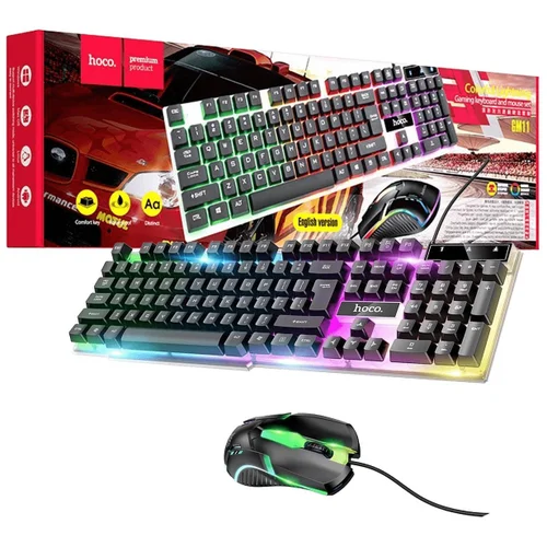 hoco. Tipkovnica+miš, gaming set, RGB osvjetljenje, USB - GM11