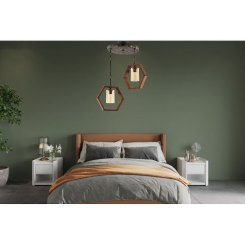 Opviq Hexagon Double Dark G Glass BrownBlack Chandelier Cene