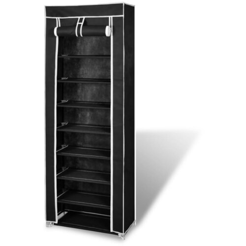 vidaXL Ormarić za Cipele s Pokrovom od Tkanine 57 x 29 x 162 cm, Crni Cijene