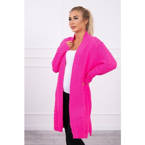 Kesi Cardigan sweater weave braid pink neon Slike
