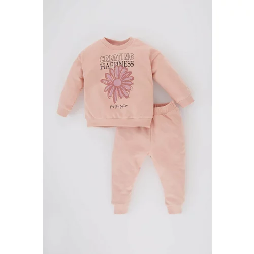 Defacto Baby Girl Floral Sweatshirt Sweatpants 2 Piece Set