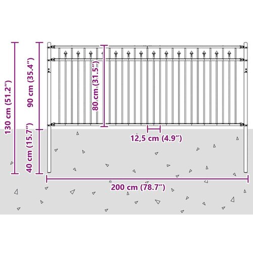  Ograde sa &amp;scaron;iljkom Crna 200 x 130 cm Čelik s prahom premazan Slike