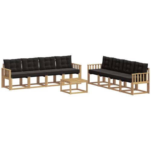 vidaXL Zunanja garnitura za sedenje z blazino 9 pcs Bela in črna, (5000270013) Cene