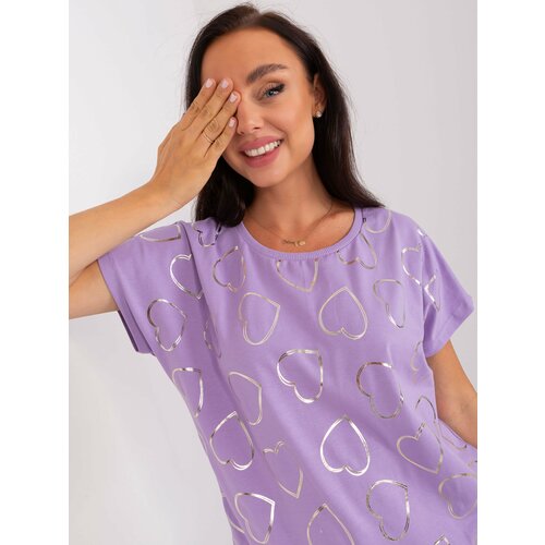 Fashion Hunters Light purple blouse with casual print Slike