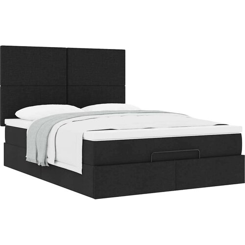 VidaXL otomanski krevet s madracem crni 140x190cm od tkanine Slike