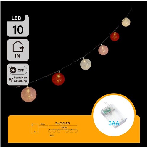 Aigostar LED niz 10xLED/3xAA 2m topla bela Cene