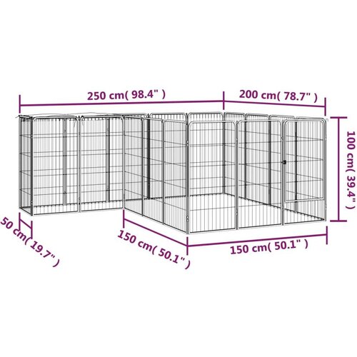VidaXL Ograda za pse s 18 panela crna 50 x 100 cm čelik obložen prahom Slike
