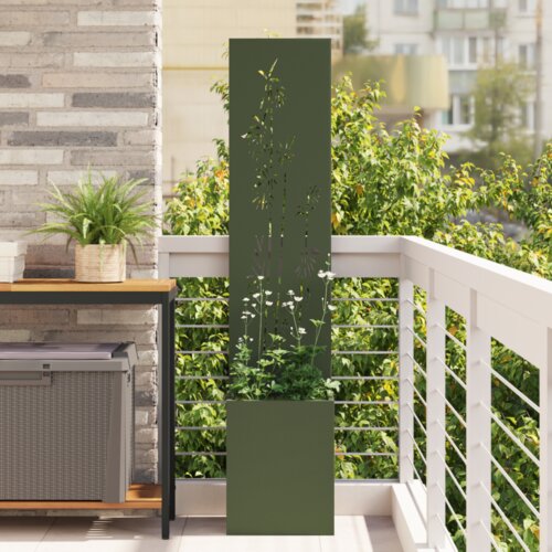 vidaXL Vrtni Sadič s Dekorativnom Pločom Maslinovo zelena 32 x 140 cm Cijene