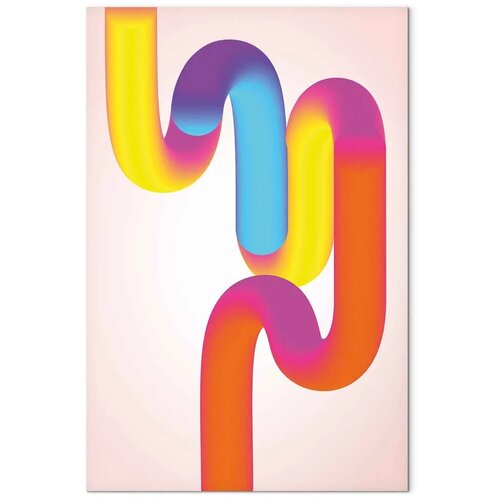  Slika - Colorful Turns - Dynamic Composition in Shades of Yellow Pink and Blue 80x120 Cene