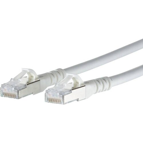 Metz Connect 1308455088-E RJ45 omrežni kabel\, Patch kabel CAT 6a S/FTP 5.00 m bela z za&scaron;čitnim zapornim zatičem 1 kos, (20421723) Cene