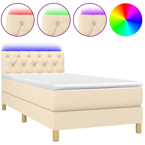 Maison Chic Box spring postelja - Vzmetna postelja z vzmetnico LED krem 80x200 cm blago SL15110, (21907291) Cene