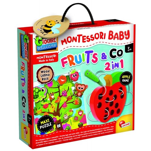 Lisciani montesori Baby Edukativna drvena jabuka - provlači i zabavljaj se 92260 Cene