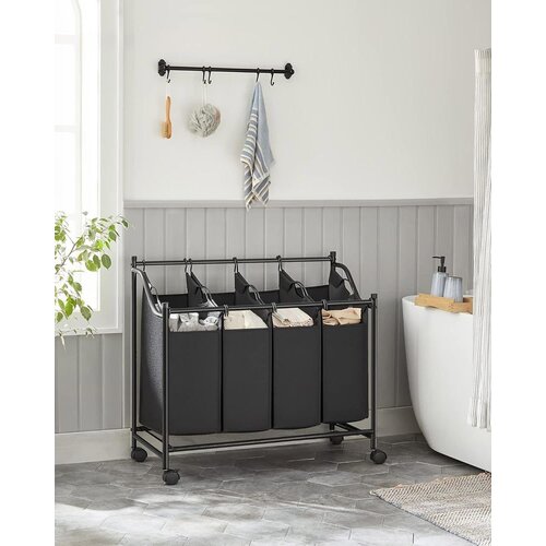  Ko&amp;scaron;ara za rublje na kotačima LSF005, crna, 4 x 35 l Slike