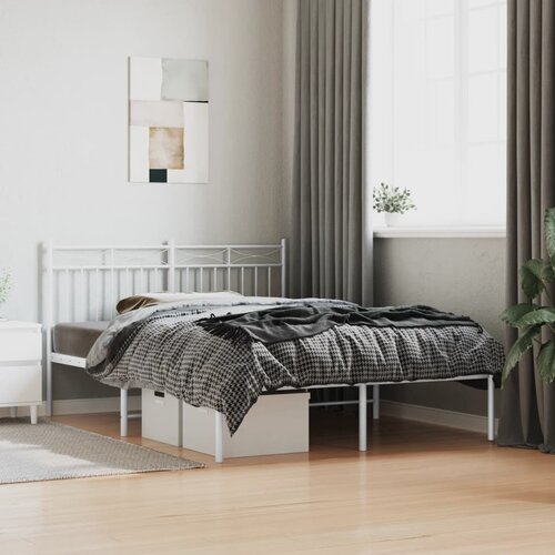 VidaXL Metalni okvir za krevet s uzglavljem bijeli 140 x 200 cm Slike