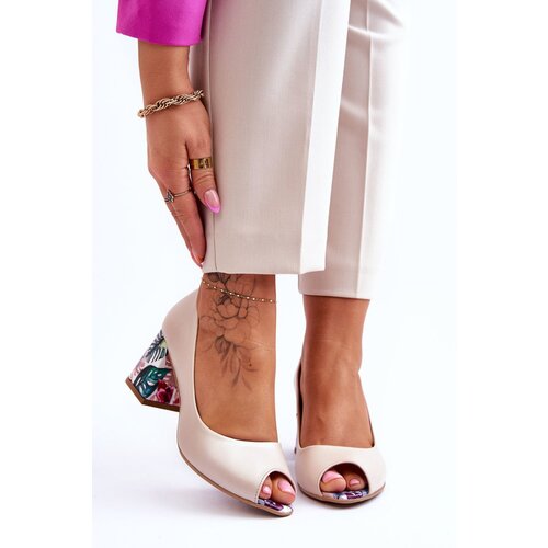 Lewski Shoes Leather Pumps With A Decorative Heel Leski Shoes Slike