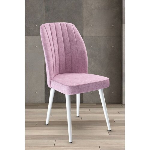 Hanah home set trpezarijskih stolica Platinum 6 kom, roze tkanina Jerry, bele metalne noge Cene