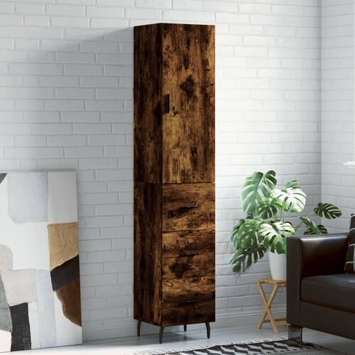  Visoka komoda dimljeni hrast 34,5x34x180cm konstruiranog drva Slike
