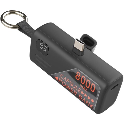 LINQ Mini Powerbank 8000mAh z vgrajenim USB-C priključkom in formatom obeska za ključe, Črna, (5000190920) Cene