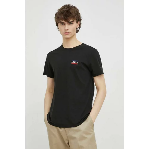 Levi's Bombažna kratka majica 2-pack črna barva