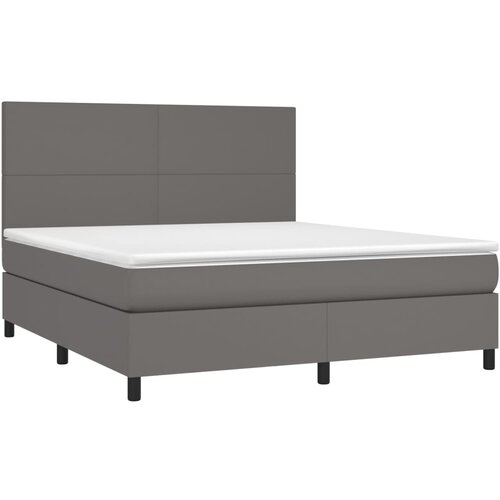  Krevet s oprugama i madracem sivi 160x200 cm od umjetne kože Slike