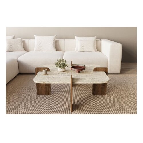 Hanah home sto za kafu poalla travertine walnut Slike