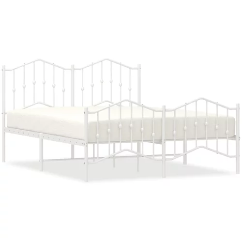vidaXL Kovinski posteljni okvir z vzglavjem in vznožjem bel 140x190 cm, (20906115)