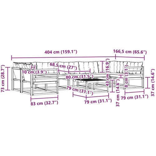  Set vanjskih sofa 8 pcs Bijela i crna 79 x 79 x 37 cm Slike