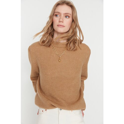 Trendyol Camel Crew Neck Knitwear Sweater Cene