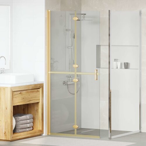 vidaXL Zid za walk-in tuš Ostalo Zlatna i prozirna 90 x 190 cm Cijene