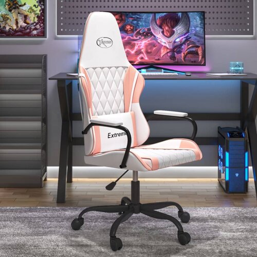 vidaXL Gaming stol Bela in roza umetno usnje Cene