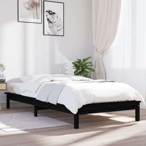  Za krevet crni 100 x 200 cm od masivne borovine Slike