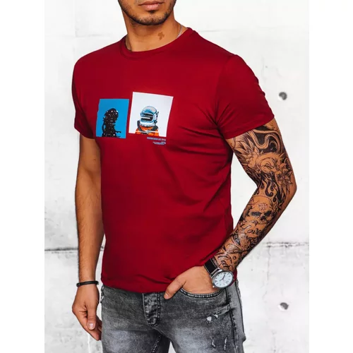 DStreet Men's T-shirt burgundy color with print