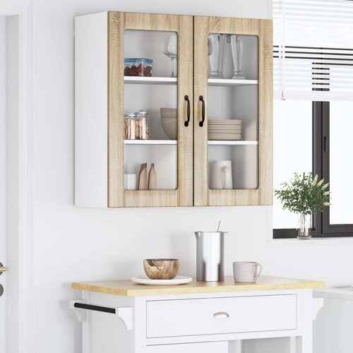 Zidni stakleni ormarić Lucca Hrast sonoma 80 x 31 x 80 cm Slike