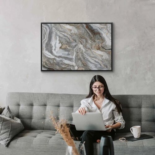  Slika - Stone abstractions &amp;ndash; marble structures in neutral shades 120x80 U crnom drvenom okviru Slike