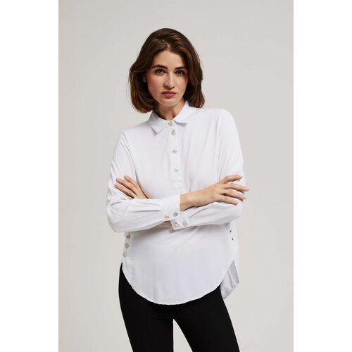 Marisse White Shirt With Decorative Buttons On The Neckline And Sleeves Slike