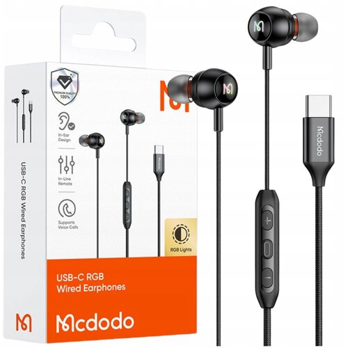 McDodo ŽIČNE SLU&amp;Scaron;ALKE Z MIKROFONOM V U&amp;Scaron;ESU USB-C RGB ZA TELEFONE, (5000345829) Slike