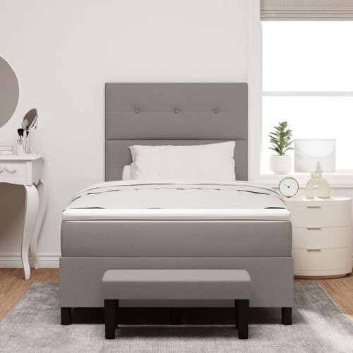  Krevet s oprugama s madracem i klupom taupe 120x200 cm tkanina Slike