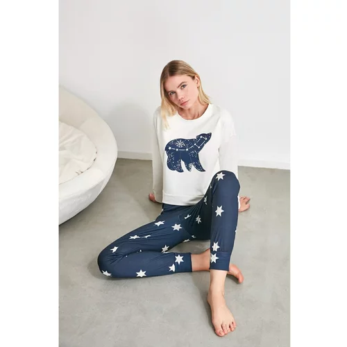 Trendyol Star Printed Knitted Pajamas Set