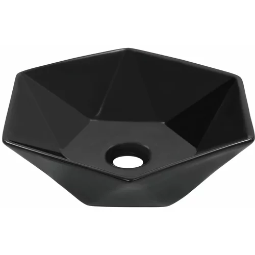 vidaXL Umivalnik 40x36,5x12 cm keramičen črn