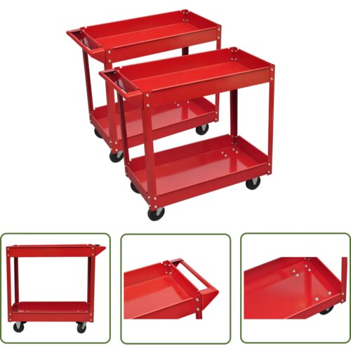 The Living Store 2 x voziček za orodje 100 kg z 2 policama - Voziček Za Orodje, (21738136) Cene