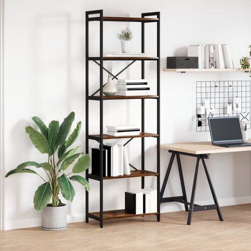 vidaXL Knjižna omara Dimljeni hrast 60 x 30 x 188 cm MDF in jeklo Cene