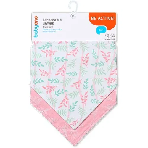 BabyOno Be Active Bandana Bib slinček za otroke od rojstva Leaves 2 kos