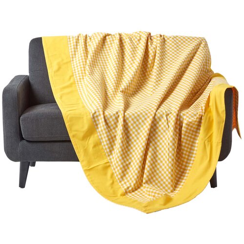 HOMESCAPES bombažna odeja Gingham Check Yellow, 150x200 cm, (20750208) Slike