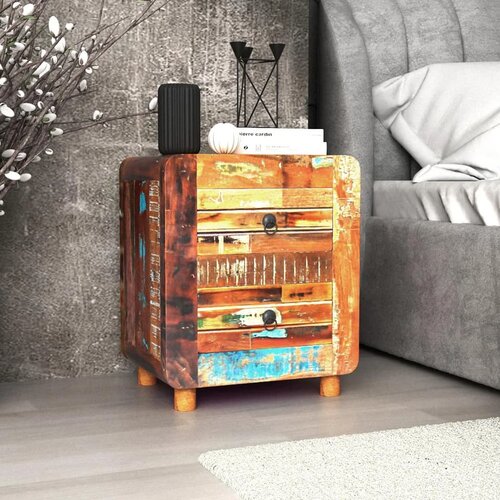 The Living Store Nočna omarica trden predelan les 43x33x51 cm - Omarica, (21433168) Slike