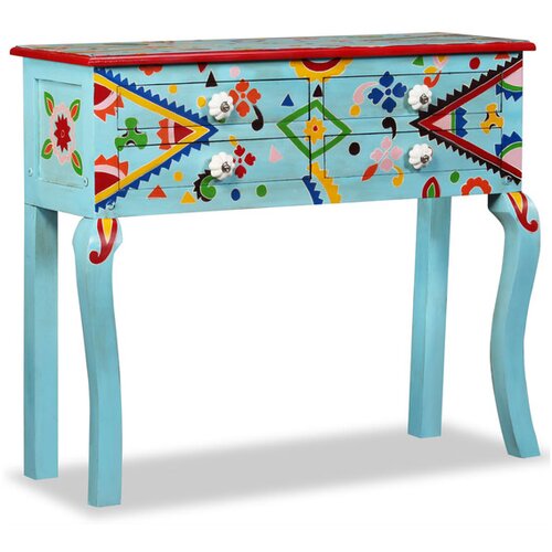  Konzolna mizica iz masivnega mangovega lesa modra ročno barvana Cene