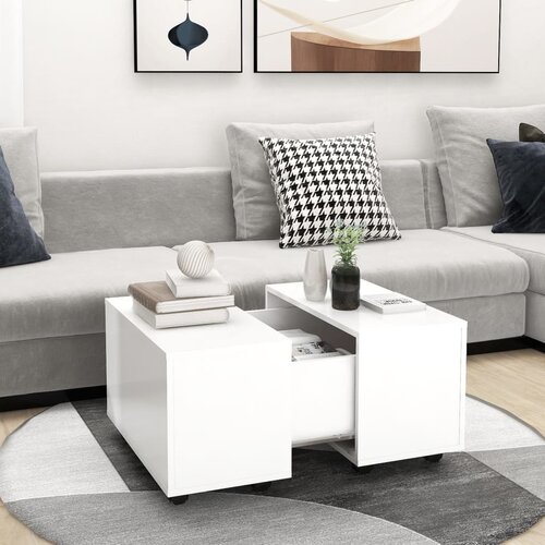 VidaXL Klubska mizica bela 60x60x38 cm iverna plo&amp;scaron;ča Slike