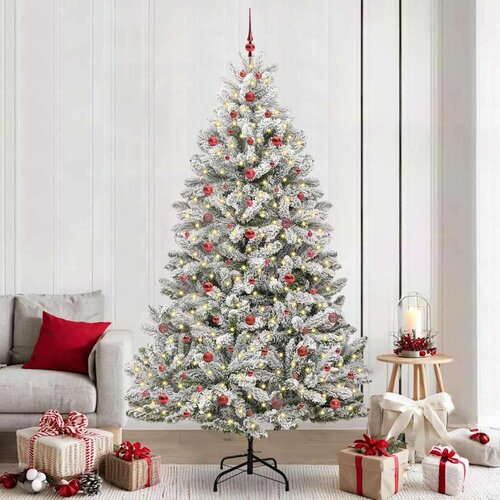 vidaXL Umjetno božićno drvce Zelena i bijela 240 cm PVC i metal Cene