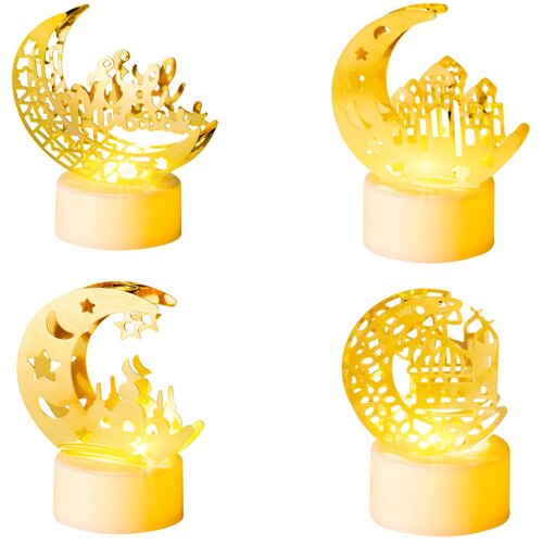 NIKCORP LED sveče za ramadan, dekorativni set 4 kosi, zlata barva, motivi luna in zvezde, topla bela svetloba, baterijsko napajanje, (5000165827) Cene
